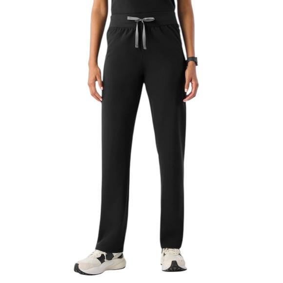 Figs Pants - Figs Livingston Black Basic Scrub Straight Leg Pants Drawstring Waist Sz L